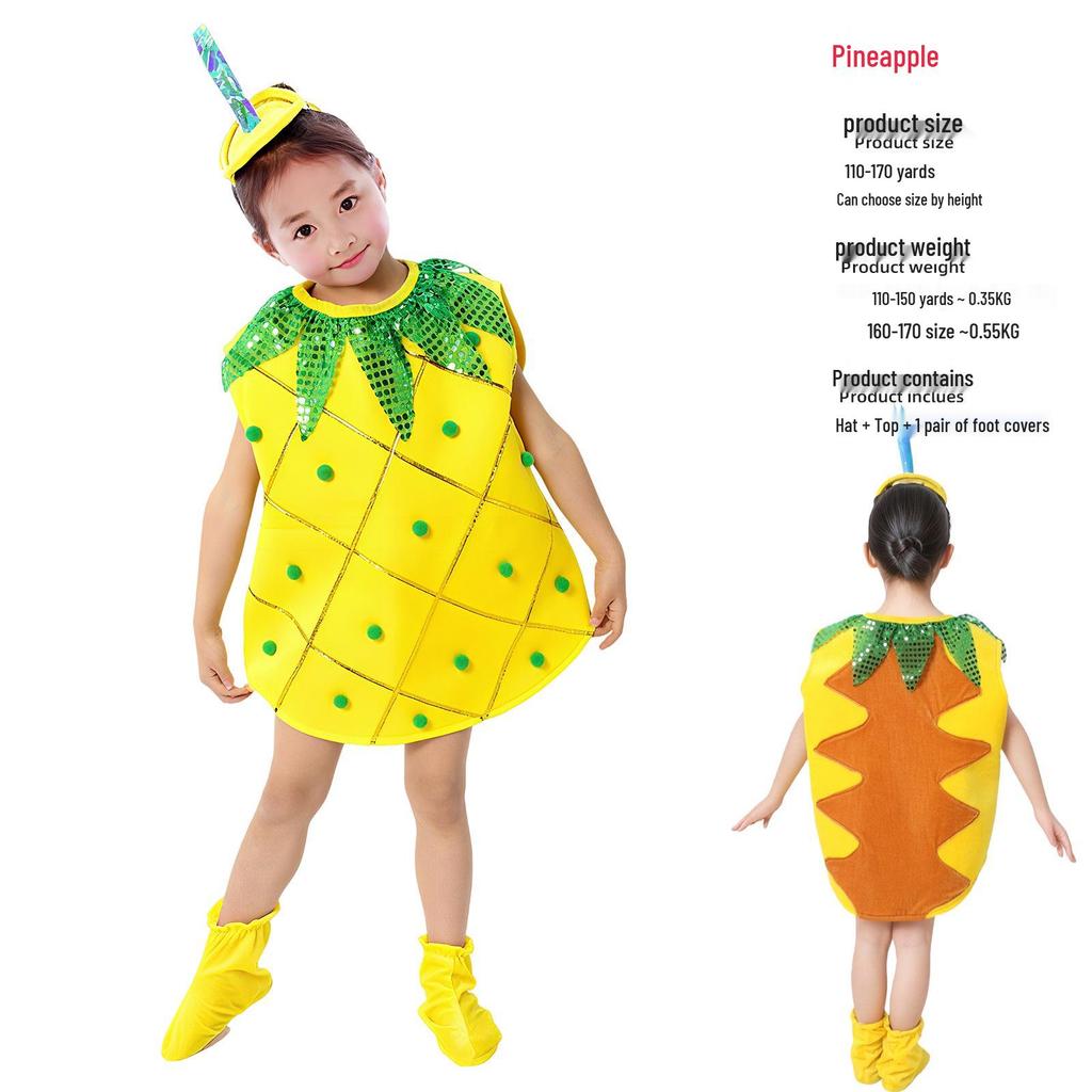 Children's Fruit-Themed Dance Costume: Apple, Banana, Strawberry, Pitaya Cosplay