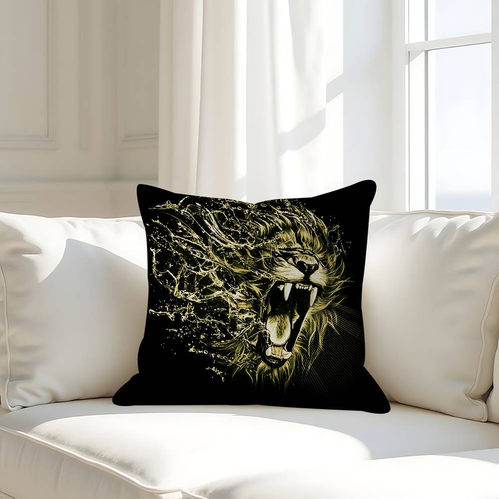 Black Gold Eagle Lion Pillowcase Toon Gift Cushion Cover Bedroom Home Sofa Chair Seat Decor Pillow Case