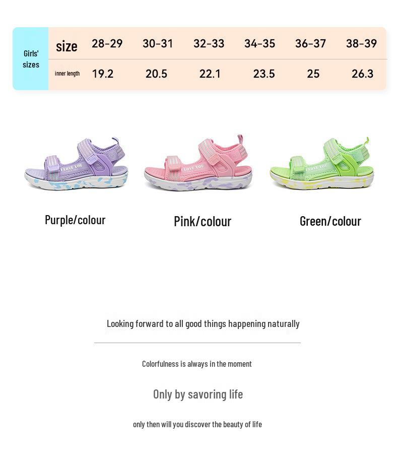 Sommarsandaler för flickor - Nyheter: Mjuk Sula, Halkfria Sport- & Prinsessmodeller för Barn, Öppen Tå Strandskor