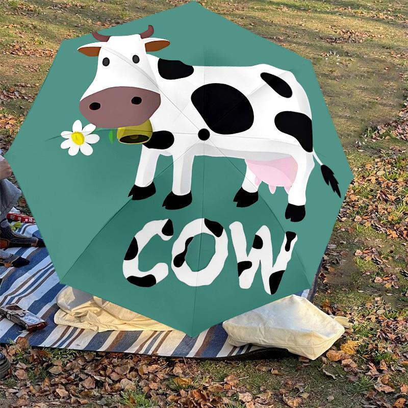 1PC cow flowerUmbrella-8-Rib Reinforced, Automatic Open, Lightweight & Durable, Cute Fashion Accessory for Outdoor-P187