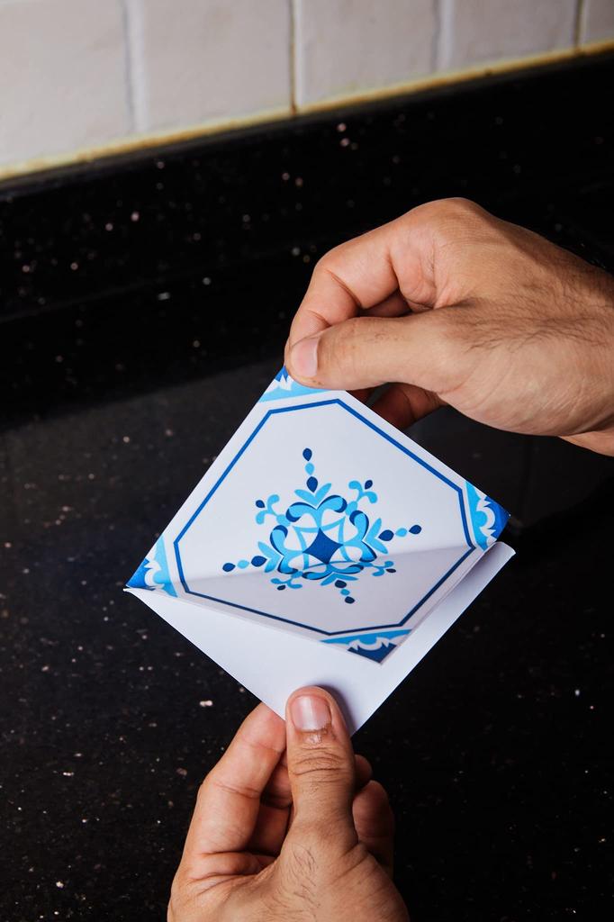 Poromoro Portuguese Spanish Azulejo Tile Stickers Peel and Stick Kitchen Bathroom Mosaic Tile Stickers Set of 16 & (3.9, 70)