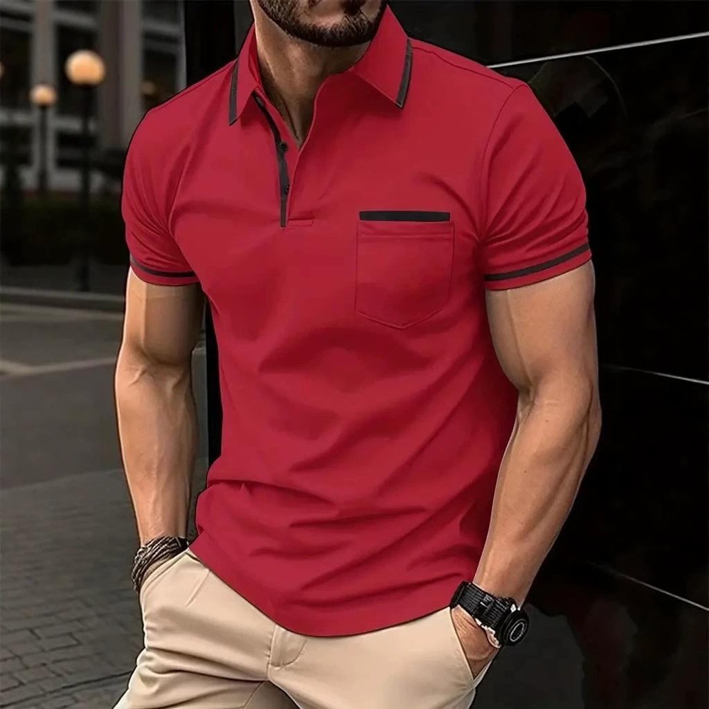 Men Summer Short Sleeve Fashion Loose Pure Color Polo Shirt Men High Elasticity Sport Comfortable Golf Polo Shirt Tops