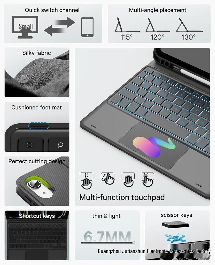 iPad Air M4 Tablet Bluetooth Keyboard Protective Case