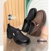 Retro Brown Leather Shoes for Women Spring and Autumn Women's Shoes Soft Leather Soft Sole Thick Heel Single Shoes Comfortable Western-style Shoes