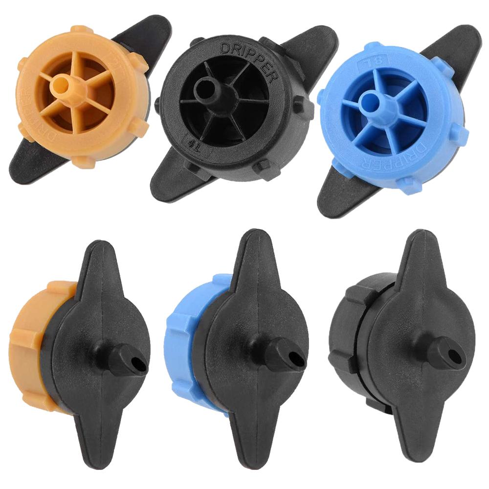 100/200 Pcs 2L/4L/8L Pressure Compensating Drip Emitters Adjustable Drippers Micro Connectors for Garden Lawn Drip Irrigation
