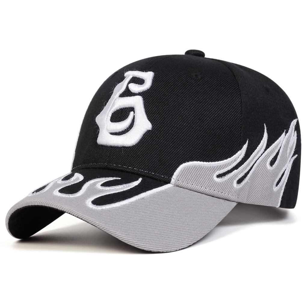 Men Number Six Flame Embroidered Baseball Cap Outdoor Adjustable Sunscreen Leisure Hat Spring Autumn Travel Tourism Beach Vacation