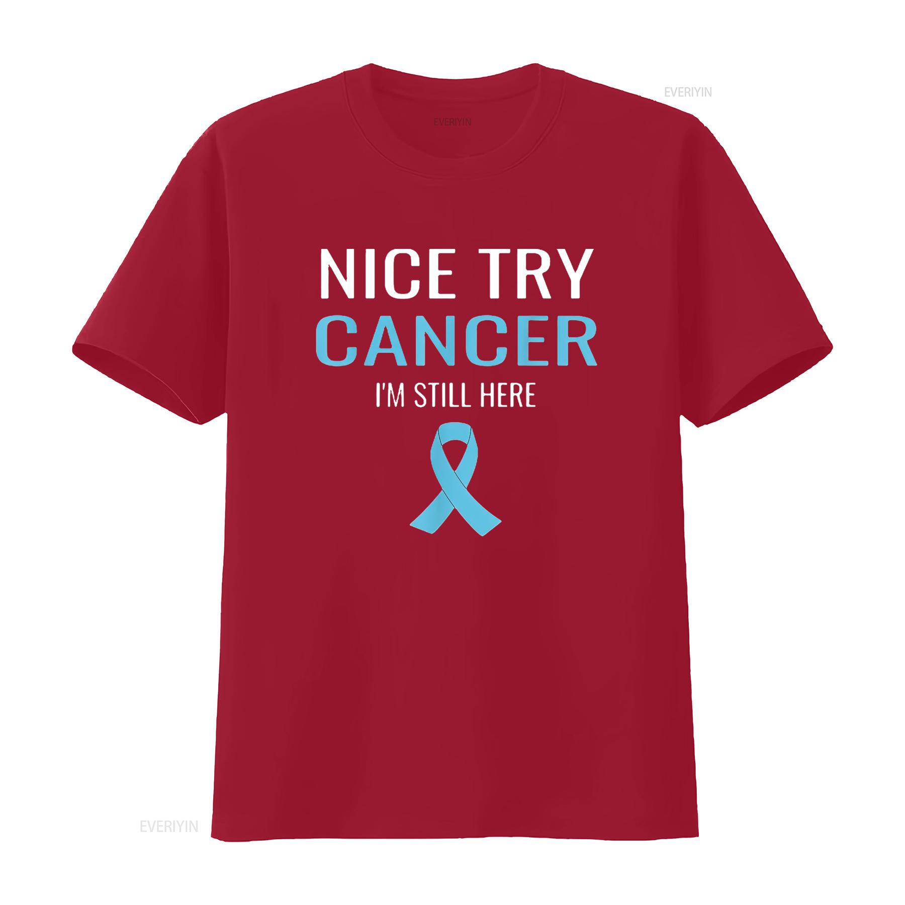 

Mens Nice Try Cancer Prostate Awareness T Shirt Black vintage Washed Slightly fashion homme Soft Casual Stylish Breathable S