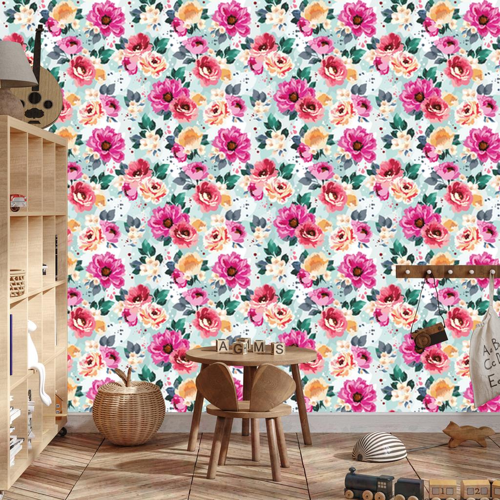 Beautiful watercolor flowers wallpaper for living room and bedroom 50x1000