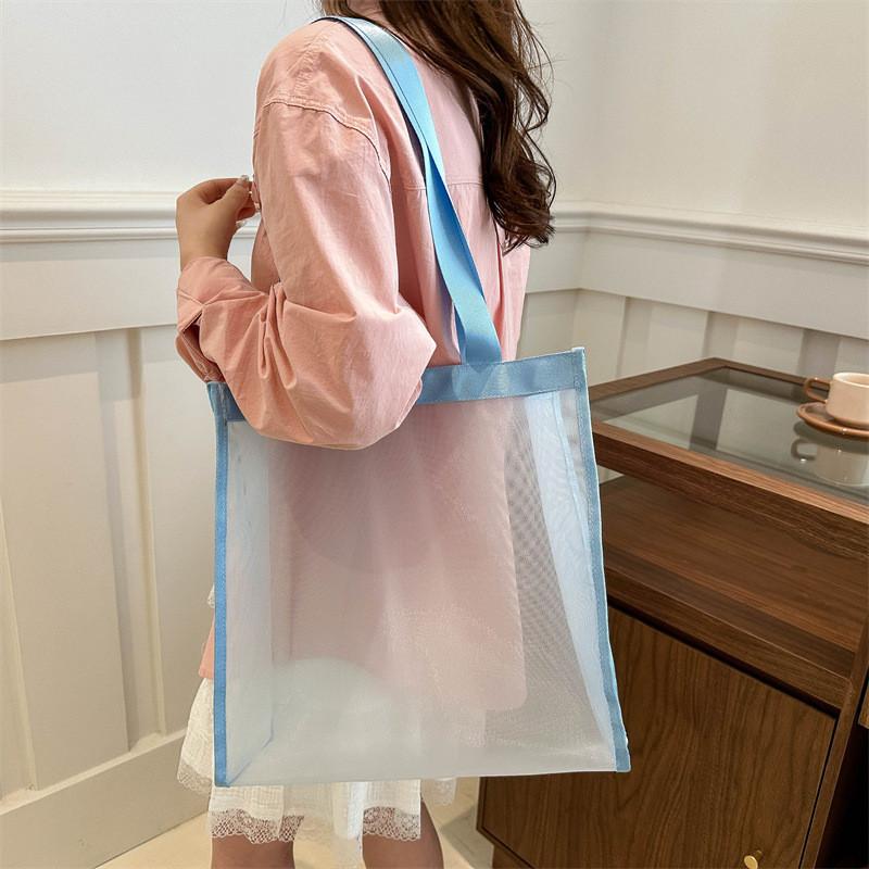 Chic Transparent Shoulder Tote Bag For Everyday Use Large Capacity Trendy Design