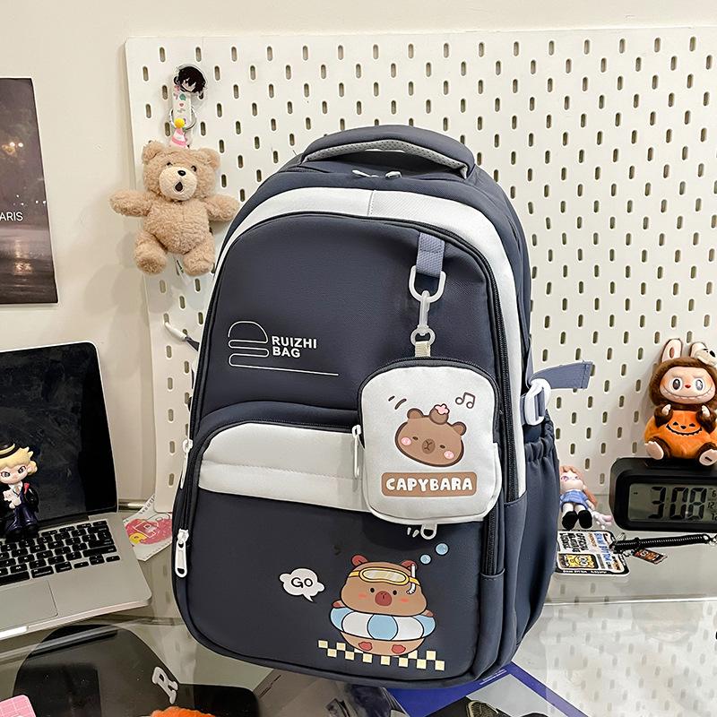 Female New Cartoon Cute Printed Backpack Male Junior High School Students and High School Students Large Capacity Leisure Bag Backpack.