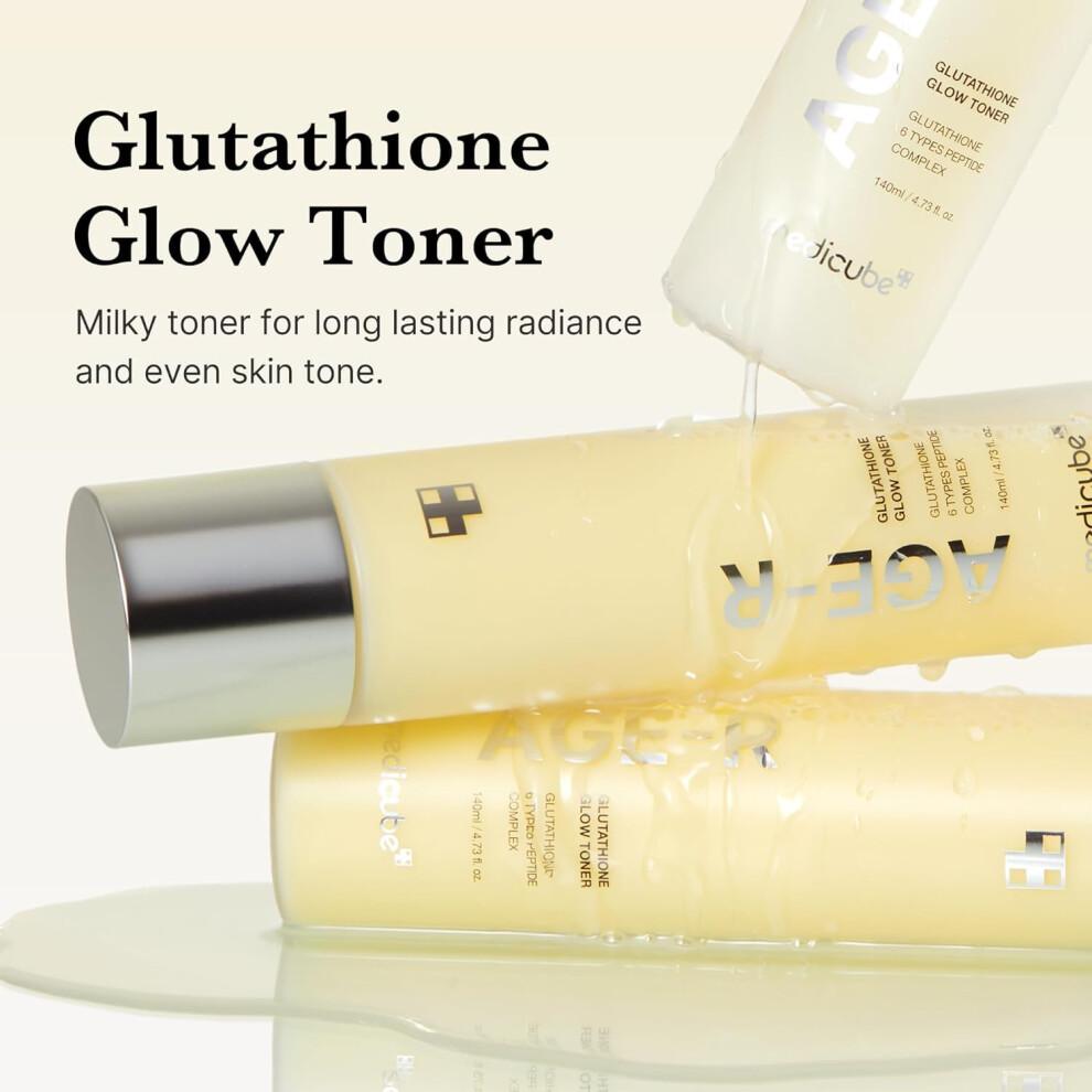 Medicube Age-R Glutathione Glow Toner - Milky 2-Phase Toner with Peptides & Glutathione for Glass Skin Effect - Radiant, Hydrated Complexion - 140 Ml