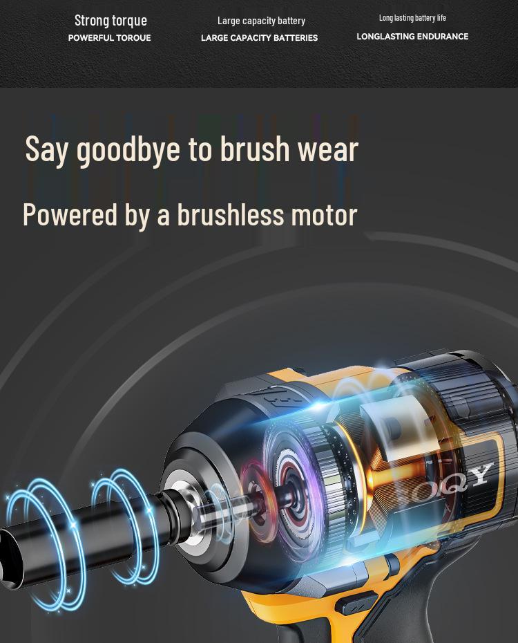 Rechargeable Electric Impact Wrench with High Torque Brushless Motor and Lithium Battery