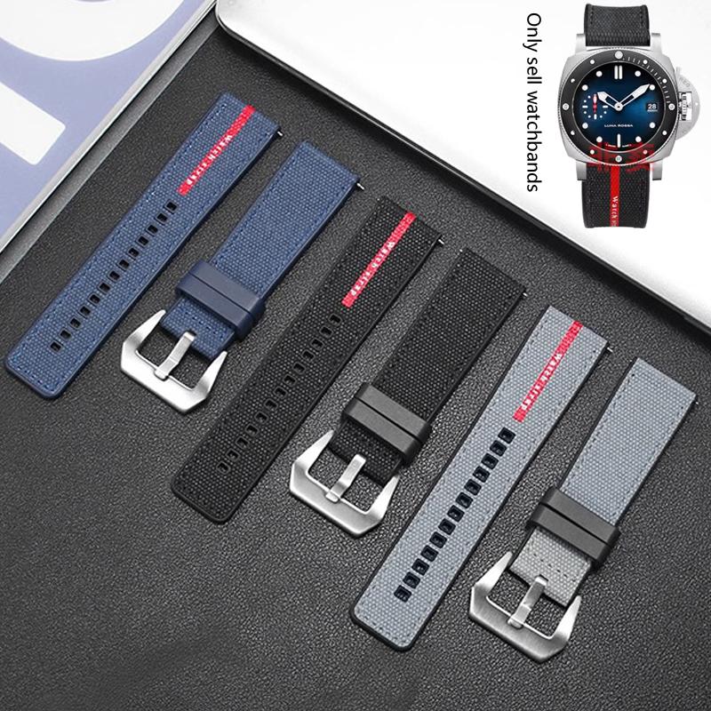 Per Panerai SUBMERSIBLE cinturino Luna Rossa PAM1466 PAM1391 PAM1565 Bracciale Cinturino in Gomma 22mm 24mm 26mm Cinturino per Orologio da Uomo Impermeabile