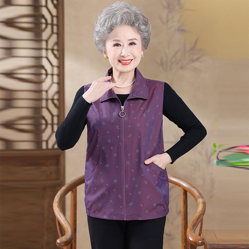 Spring & Autumn Loose Sleeveless Vest for Middle-aged and Elderly Women