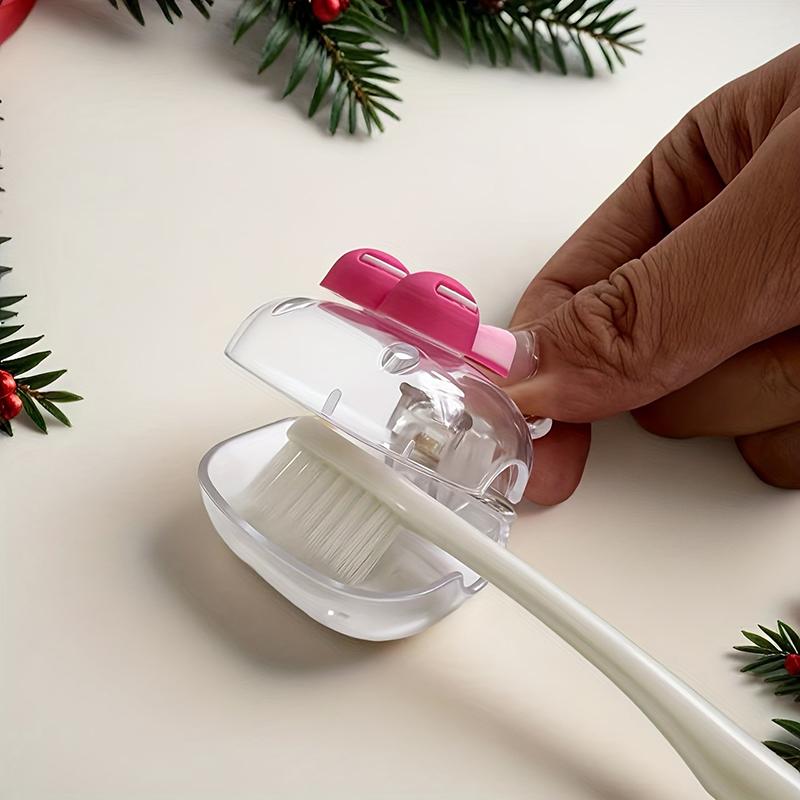 Cute Cherry Design Toothbrush Holder Cherry Pattern Protects Toothbrush Head Features Dual Holes For Drainage And Ventilation