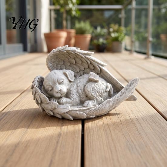 Sympathy Gifts for Loss of Pet Memorial Statue with Angel Wings, Dog/Cat Durable Resin Keepsakes Sculpture, Weather Resistant Commemorative