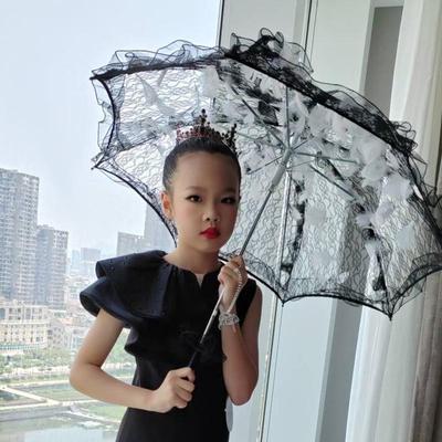 Weißer Spitzen-Hochzeitsregenschirm - Lolita Europäischer Retro-Stil Sonnenschirm
