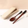 Convenient Travel Reusable Wooden Portable With Box Spoon Dinnerware Cutlery Set Chopsticks