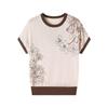 Stylish Knit Top for 50-Year-Old Women - Short-Sleeved, Versatile Summer T-Shirt for Middle-Aged and Elderly