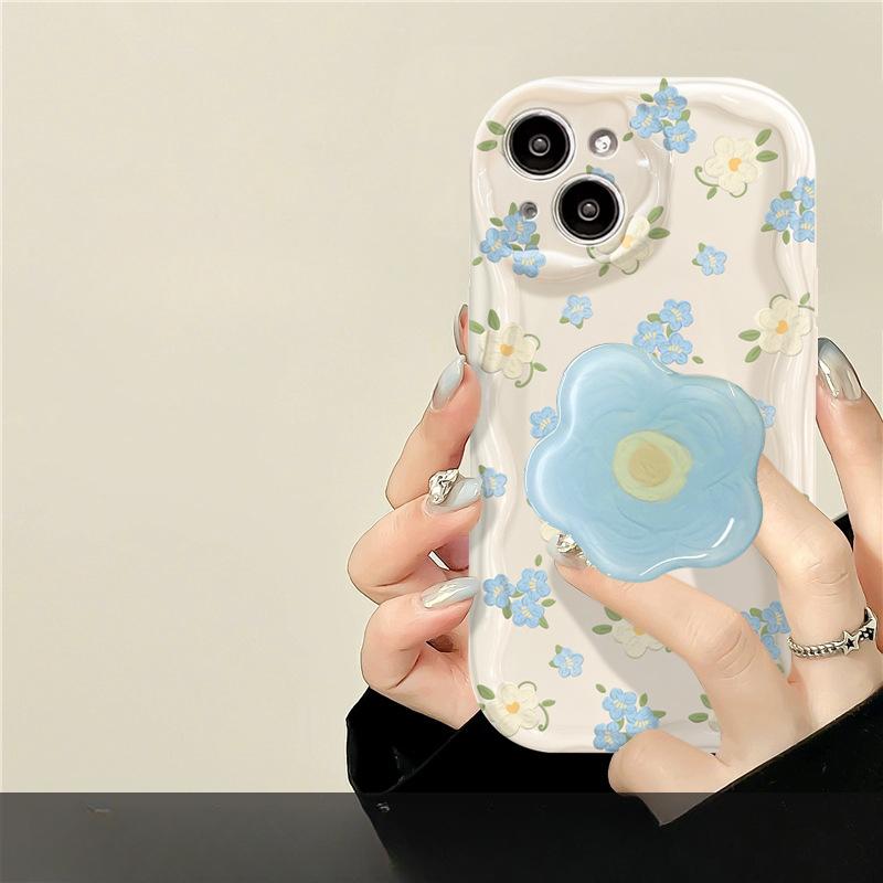 Applicable To Apple 14promax Mobile Phone Case IPhone 13 Full Screen Floral Bracket 11/12 Mini Silicone Anti-fall