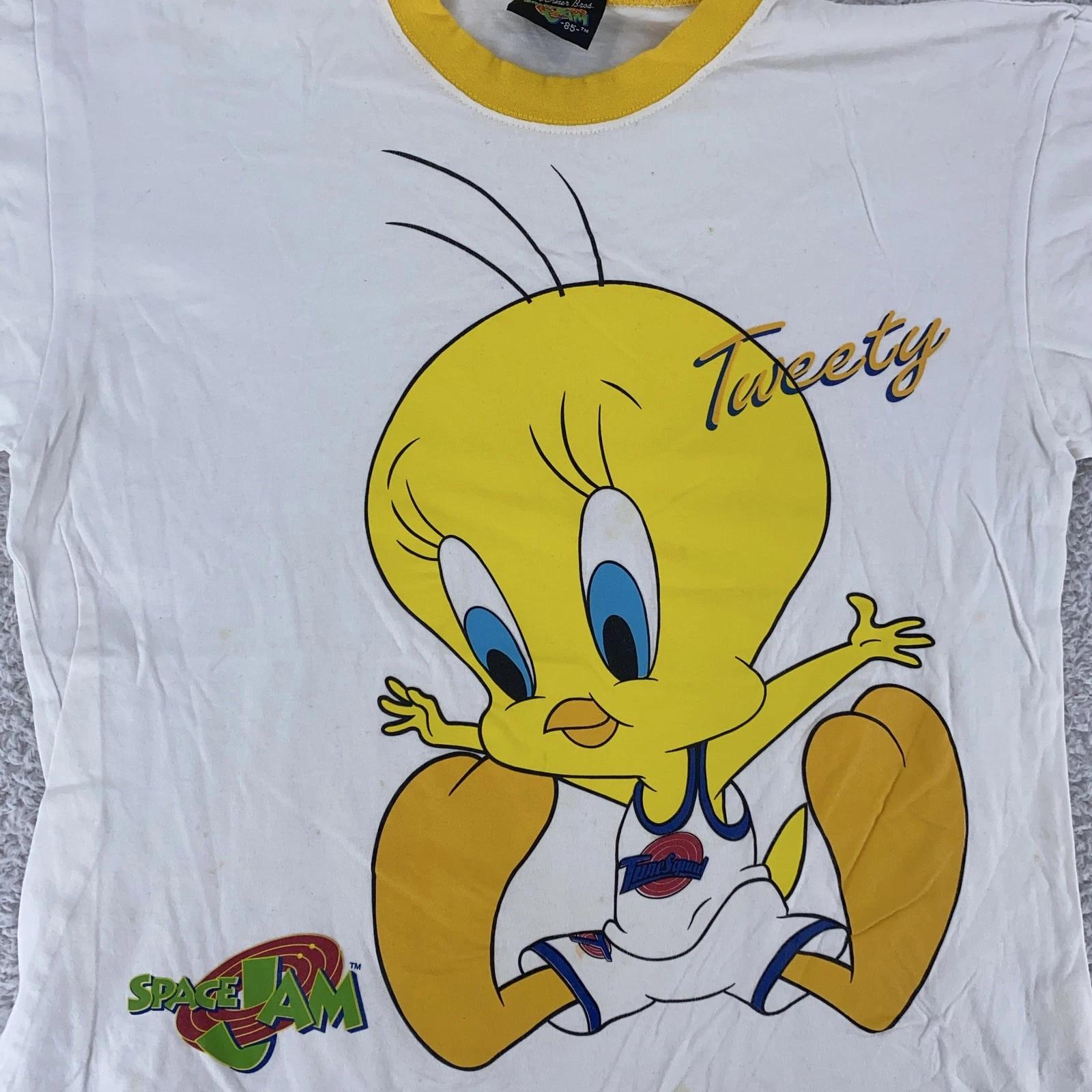 Vintage Space Jam Tweety Shirt Mens XS White Basketball Looney Tunes 90s Tee S