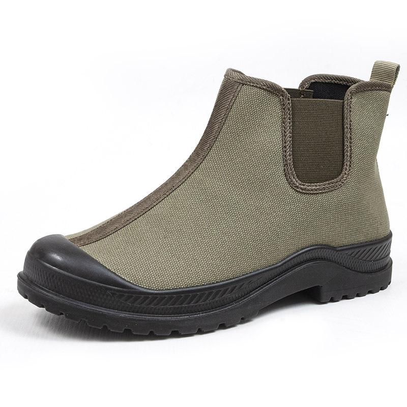 

Водонепроницаемые защитные ботинки на платформе для мужчин, повседневные дышащие парусиновые рабочие ботильоны, легкие боты для мужчин 35 зелёный