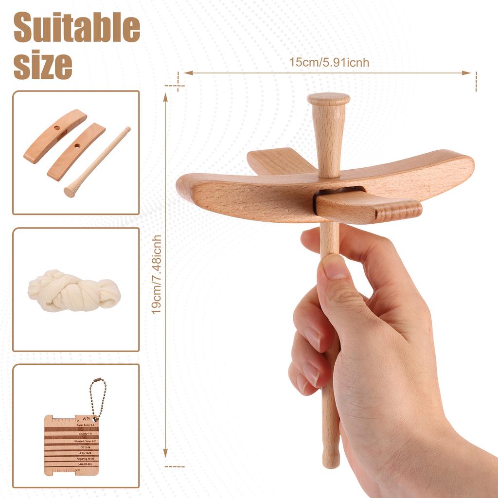 Drewniany turecki wrzeciono do przędzenia odpinane do robienia włóczki rękodzielnicy tureckie wrzeciono z instrukcją akcesoria do narzędzi dziewiarskich i szydełkowych