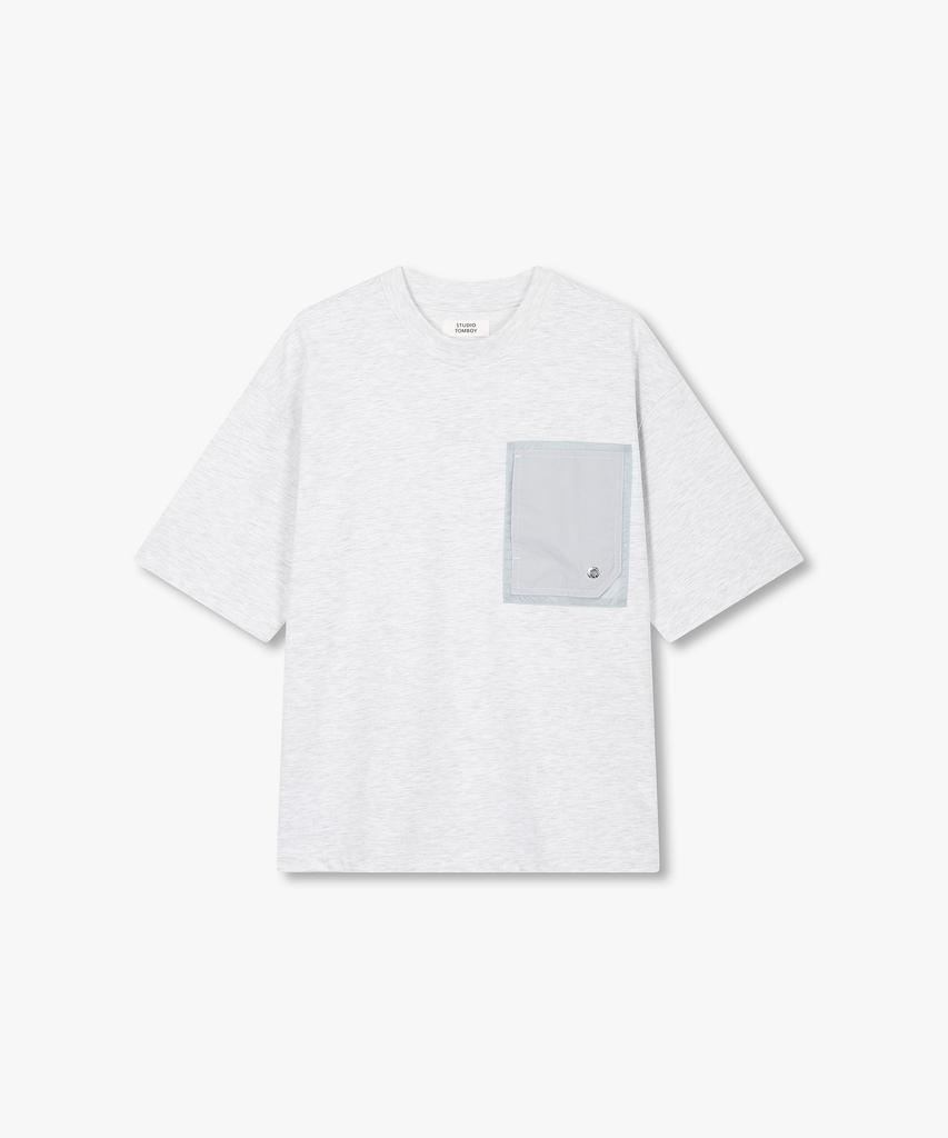 STUDIO TOMBOY [Men] Eyelet Pocket Detail Short Sleeve T-Shirt_Melange Gray 9156222314