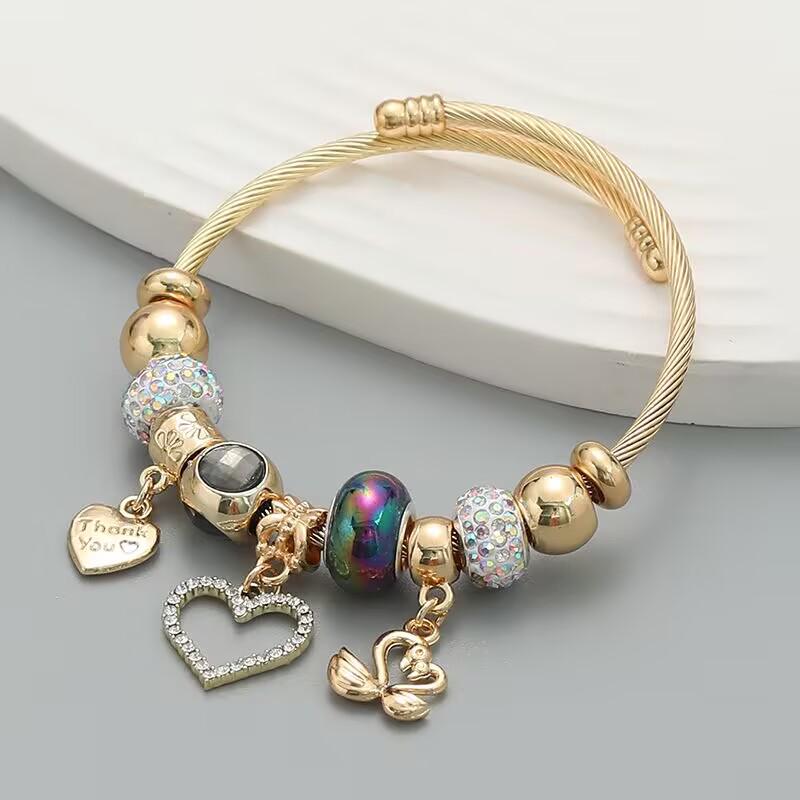 Panjia Gold Stainless Steel Adjustable Fashion Bracelet - Versatile, High-End, and Fade-Resistant Jewelry