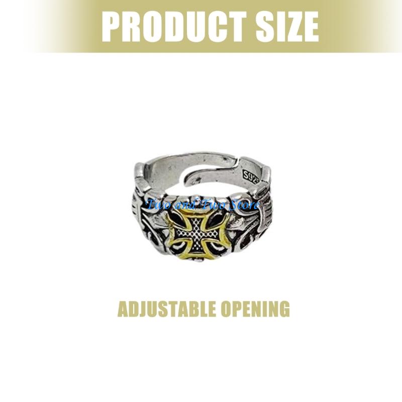 HX6F Poseidon Adjustable Rings Masculine Tridents Designs Alloy Gift For Him
