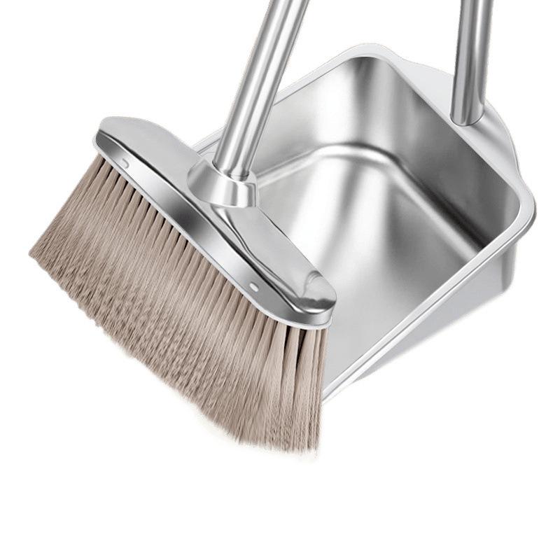 Stainless Steel Household Broom & Dustpan Set for Indoor/Outdoor Use