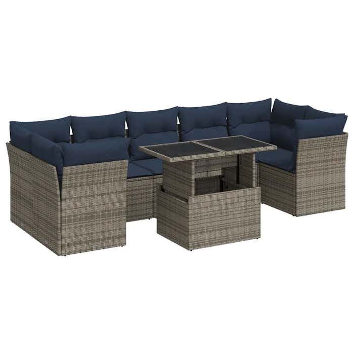 VidaXL Garden Furniture Set with Cushions 8 Pcs Grey Braided Resin Acacia 3326122