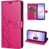 Protective Case - BOOLING - Samsung Galaxy A07 - Shockproof Synthetic Leather Floral Relief - Fuchsia