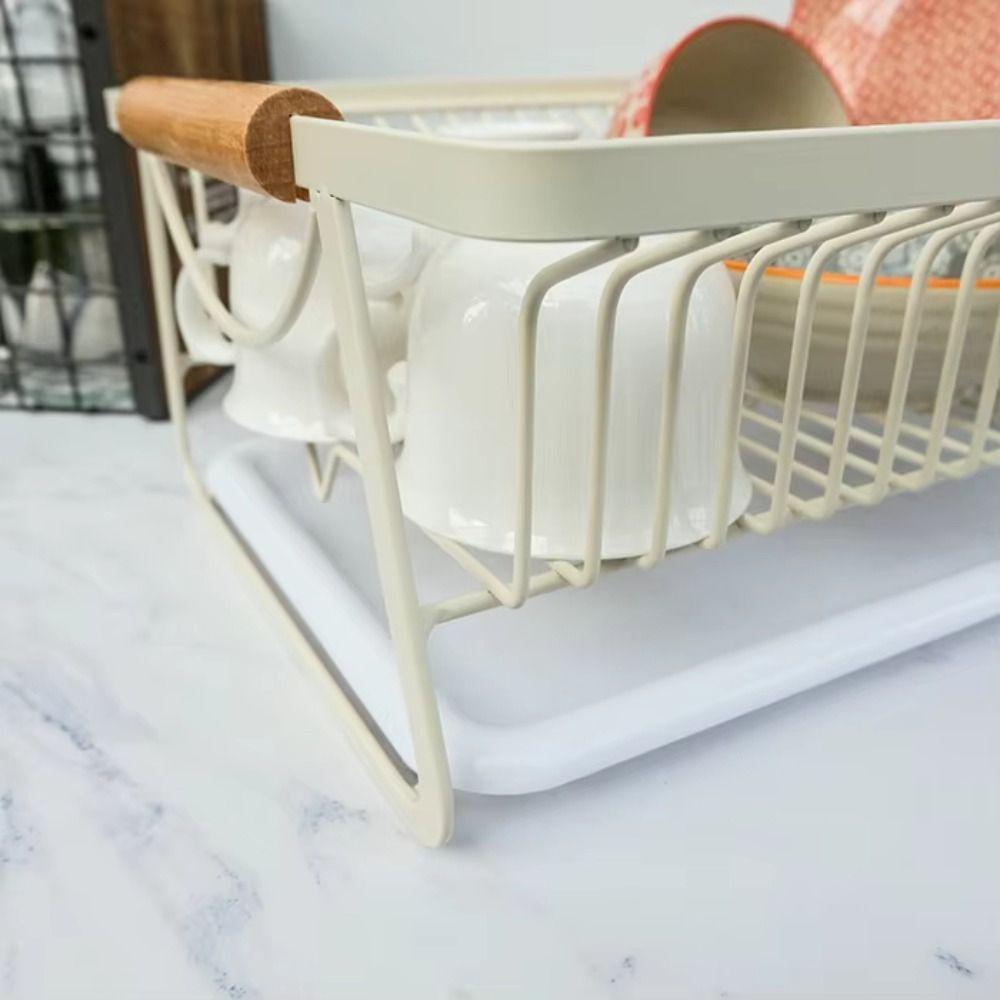 Japanese-Style Draining Rack Tableware Simple Drain Rack with Drain Tray Dish Rack Household