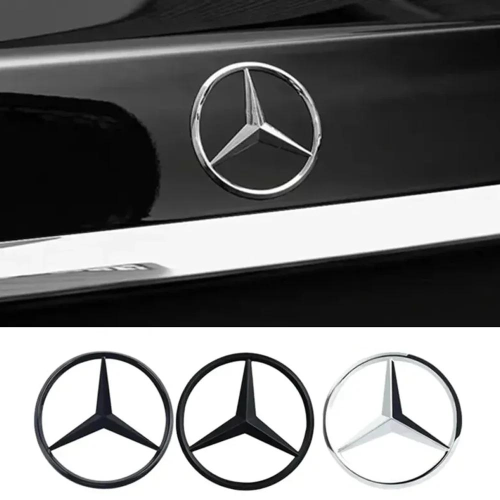 C200 E200 Mercedes Benz İçin 90mm ABS Krom Siyah Logo Mercedes Amblemi Arka Yıldız Rozeti Mercedes Benz W203 W206 W212 X253 W16 İçin