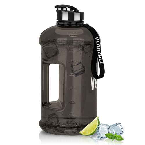VENNERLI Half Gallon Water Bottle, 2.2L Large Sports Water Bottle with Handle, 74 oz, BPA-Free Reusable Plastic Jug, Leak-Proof Hydration Bottle for G