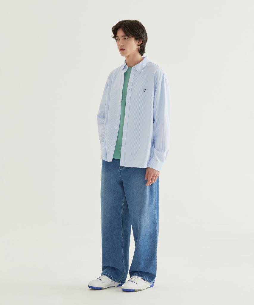 COVERNAT Coolmax® C Logo Oxford-Streifenhemd Grün