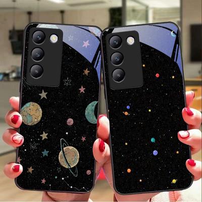 Astronaut Planet Für Y72 33S 11 03 36 96 Lite 35 16 Iqoo 12 V40 SE 5G 29 40 21 30 X80 Pro Vivo Hartglas Handyhülle