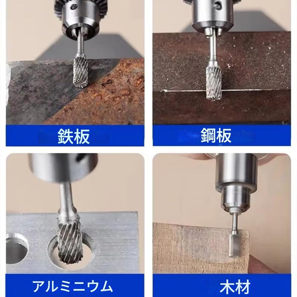 Zmart 3mm Tungsten Router Diamond Slice Set with Shank Tungsten Carbide Milling Rotary Broken Steel Cone Drill Set 10-Piece 1/8" Cutter,