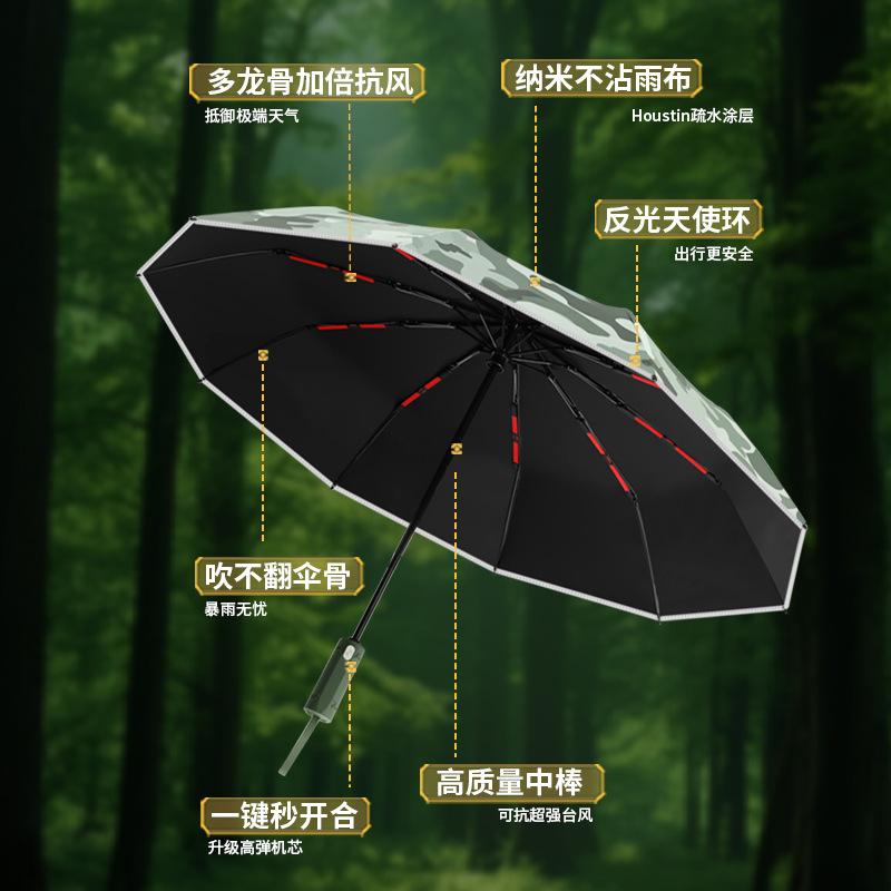 New camouflage automatic umbrella three-fold umbrella automatic umbrella sunscreen + strong windproof weather and rain outdoor