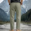 Men’s Loose Fit Linen Pants Breathable Sweat Absorbing Wide Leg Casual Trousers with Drawstring Waist Large Size for Daily Wear