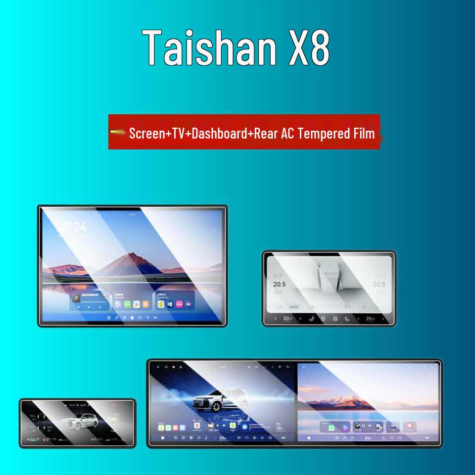 Compatible Tempered Film for 26 Lantu Tianshan X8 Models: Screen, Dashboard, TV, Armrest Protection.