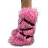 Y2K Spice Girls Sexy Tall Snow Boots New Cross Belt Buckle Fur Fluffy Boots