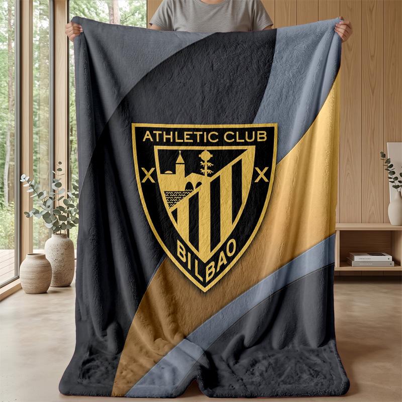 Athletic Bilbao Football Print Flannel Blanket, Soft Warm Lightweight Throw Blanket for Sofa Bed Camping