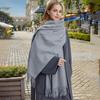 Womens Wool Blend Scarf Winter Warm Shawl Soft Solid Color Knit Wrap With Fringe Korean Style