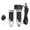 2PCS Electric Bicycle Throttle Handle Speed Control Throttle Grip with Green Digital Display Grain PatternSilver Handle