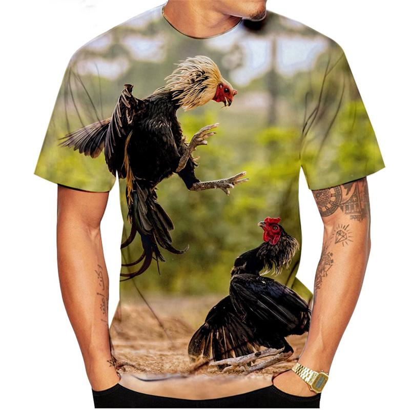 3D Printed Personality Rooster T Shirt For Men Funny Animal Pattern Tees Summer Loose Round Neck Tops Short Sleeve Kids T-Shirts