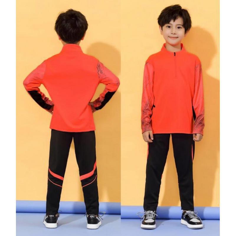 Long-sleeved Football Training Jersey Set, Children's/adult Autumn and Winter Game Jersey, Half-zip Sports Jersey Printing