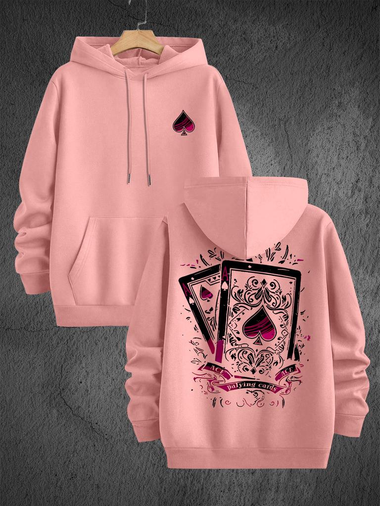 Poker Ace of Spades print hooded sweater, men's and women's loose pullover