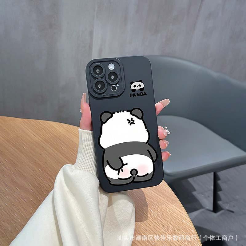 The black and white panda is compatible with iPhone 16 Pro Max and iPhone 11/12/13/14/15 Pro Max phone cases x/xs